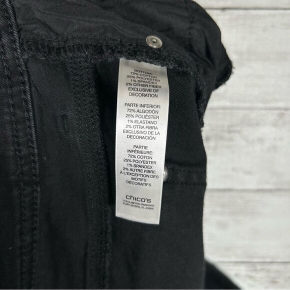 Chico’s Relaxed Straight Animal Print Leopard Cuff Ankle Black Jean 3 16/XL - Picture 7 of 7